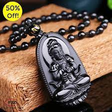 Vitality Natural Volcanic Lava Obsidian Buddha Necklace Buddha Pendant Necklace Buddha Necklace Buddha Pendant