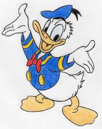 This is a simplified cartoon version of a duck. Learn To Draw Donald Duck