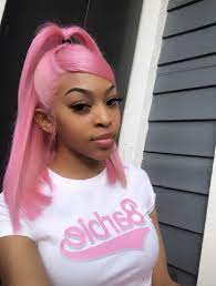 Jay2wicee Black Girl Pink Hair Light Pink Hair Front Lace Wigs Human Hair