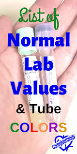 Learn how they're calculated & how to interpret them. List Of Normal Lab Values And Tube Colors Caregiverology