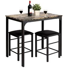 Bar & pub table sets : Costway 3 Pcs Counter Height Dining Set Faux Marble Table 2 Chairs Kitchen Bar Furniture Target