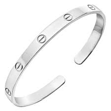 Estate Cartier 18k White Gold Love Cuff Bracelet White Gold Cartier Love Bracelet Bracelets