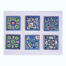 手描きタイルのコースター ウズベキスタン製 タイルコースター かわいい 雑貨 コースター