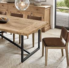Torano Salvaged Rectangular Dining Table Rustic Steel Accents Great With The Leather Dining Chairs Table Rustique Chaise Cuir Mobilier Design