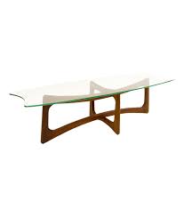 This coffee table is built from ash and walnut. Adrian Pearsall Mid Century Modern Ribbon Coffee Table With Stingray Glass Top
