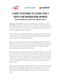 Kl sentral (nu sentral / little india brickfields) to bukit bintang center by mrt (muzium negara. Mrt Corp Joint Media Statement 3 Mrt Stations To Facebook