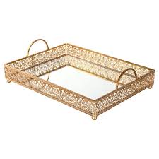 Giovanni Serving Tray Gold Tray Decor Metal Mirror Tray