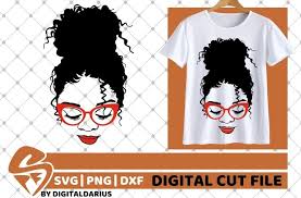 Download Black Woman In Cat Eyes Glasses Svg Messy Bun Curly Hair 721384 Cut Files Design Bundles