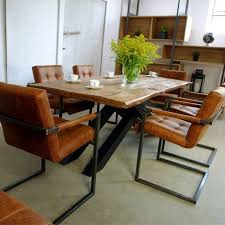 Set 1 Dining Table Set 4 6 8 Chairs Loft Rustic Industrial Kitchen Table Set Oak Natural Wood Leather Chairs Black Steel Dining Table Kitchen Table Settings Live Edge Walnut Dining Table