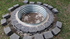 Learn how to build a firepit in your backyard. My Fire Pit Build Project Using Retaining Wall Blocks Galvanised Rim Self Sufficient Culture
