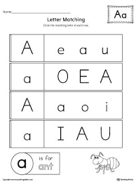 Letter A Uppercase And Lowercase Matching Worksheet Buchstaben Zeichen