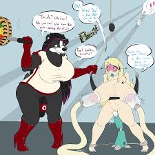 Rule 34 Dev - general:[anthro bimbofication boots bulge  clothing dominant duo electricity female footwear gloves  handwear high_heeled_boots high_heels intelligence_loss latex  machine male open_mouth shoes ...