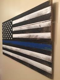 Black And White American Flag With Blue Stripe Meaning Thin Blue Line Pallet Flag Rustic Reclaimed Wood Pallet American Flag Pallet Flag American Flag Wood Wood Flag