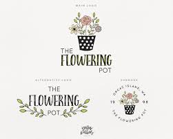Cute Whimsical Hand Drawn Flower Pot Premade Logo Design Florist Logo Blogger Logo Home Decor Logo Floral Florist Logo Premade Logo Design Floral Logo