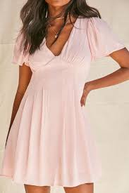 Bell Sleeve Fit Pink Dress Casual Pink Dress Short Light Pink Casual Dress