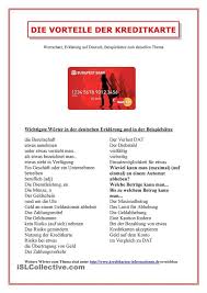 Die Vorteile Der Kreditkarte Der Die Kreditkarte Vorteile Kreditkarte Deutsch Lernen Lernen