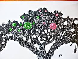Dibujo de puntillismo de arbol bonito y facil / manualidades otono manualidades infantiles. Arbol Y Figuras Puntillismo Steemit