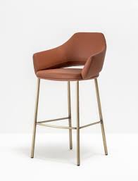 High Leather Stool With Armrests With Back Vic 648 By Pedrali Wicker Bar Stools Chairs For Kitchen Island Backless Bar Stools