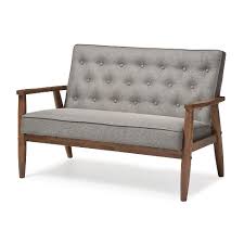 W x d x h. Sorrento Mid Century Retro Modern Fabric Upholstered Wooden 2 Seater Loveseat Gray Baxton Studio Target