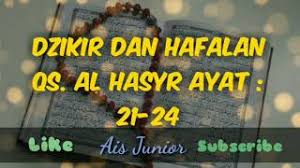 Daftar terbuka surah dengan ikon menu (kiri atas) untuk melompat surah lain untuk membaca. Surah Al Hasyr Ayat 21 24