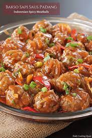Bakso Sapi Saus Padang Indonesian Spicy Meatballs Recipe Spicy Meatballs Beef Recipes Spicy Recipes