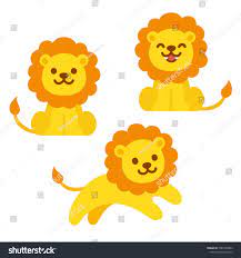 Cute Cartoon Lion Illustration Set Sitting Roaring And Jumping Funny Vector Clip Art Illustration For Kids Illus Cartoon Lion Lion Illustration Lion Drawing