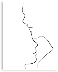 Black And White Face Drawing Outline Forehead Kiss Line Art Drawing In Black And White Canvas Print By Melody Watson In 2020 Line Art Line Art Drawings Outline Art