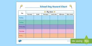 School Day Reward Chart School Day Reward Chart Star