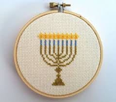 Menorah star of david bookmarks religious counted cross stitch pattern by sharon lomo to download and print online. Menorah Cross Stitch Finished And Framed In Embroidery Hoop Cross Stitch Finishing Cross Stitch Cross Stitch Patterns