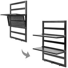 Black and brown caged metal frame with wooden panels wall shelf. Metal Wall Mounted Perforated Design Folding 2 Tier Shelf Rack With 3 Key Hooks Black Want Additional Info Click On Th Metal Walls Shelves Floating Shelves