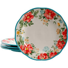 Browse floral backgrounds, flower clipart, & vintage floral illustrations licensed under. The Pioneer Woman Vintage Floral 4 Piece Dinner Plate Set Walmart Com Walmart Com