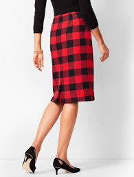 Black And White Plaid Pencil Skirt Buffalo Check Pencil Skirt In Classic Red Black Talbots Plaid Pencil Skirt Skirts Pencil Skirt