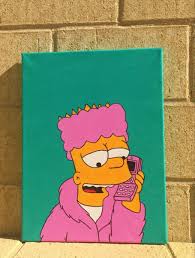 Bart Simpson Painting In 2020 Cute Canvas Paintings Hippie Painting Diy Canvas Art