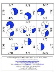 Fraction Magic Square Puzzle Freebie Math Centers Fractions Math Fractions Fractions