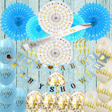 See more ideas about prince baby shower, baby shower, baby boy shower. Air Fit Sky Blue And Gold Boy Baby Shower 48pcs Party Decoration Set Pack Supplies Baby
