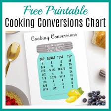 Here is a free printable conversion chart for your kitchen that's oh so handy! Free Printable Kitchen Cooking Conversions Chart Handy Reference