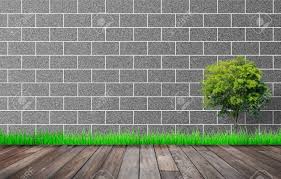 If you love to go green and clean, then taking help from mother nature is one of the best ideas you should prefer. Exterior And Interior Design Concept Empty Space Room Of Gray Brick Wall And Wooden Floor With Green Grass Stock Photo Picture And Royalty Free Image Image 141748225