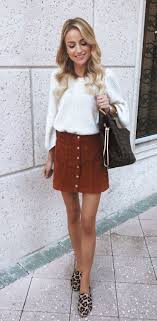 Winter Outfits Brown Button Up Mini Skirt Miniskirt Outfits Winter Skirt Outfit Casual Work Outfit Summer