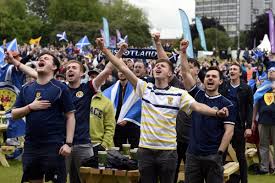 Photos of scotland fans partying in central london. Glasgow Fan Zone Thousands Sing Flower Of Scotland Together Before Euros Match The National