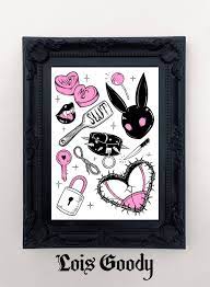 It is rather cute and adorable. Bondage Tattoo Flash Art Print Pastel Goth Pin Up Creepy Etsy