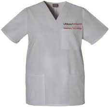 Schools Unisex Vet Tech Scrub Uniform Package Including Embroidered Umass Amherst Logo Name
