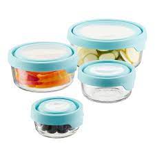 We purchased the anchor hocking trueseal food storage containers so our reviewer could put it to the test in her kitchen. Anchor Hocking Glass Trueseal Round Food Storage Containers With Blue Lids The Container Store