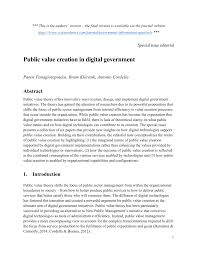 Pdf Public Value Creation In Digital Government