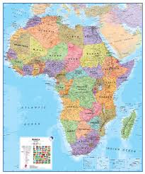 As per the africa physical map, the major geographic features of africa include the coastal plains, the atlas mountains, the ethiopian highlands, and several deserts. Wall Map Of Africa Large Laminated Political Map
