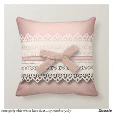 Cute Girly Chic White Lace Dusty Rose Pink Bow Throw Pillow Zazzle Com In 2020 Pink Bedroom For Girls Throw Pillows Girly Room Decor