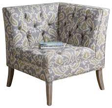 Don't forget to place an upholstered ottoman in front for an added pop of comfort & style. Uttermost Meliso Tufted Corner Chair Mediterranean Armchairs And Accent Chairs By Elite Fixtures Houzz