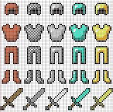 Minecraft Armor Swords Perler Bead Pattern Minecraft Pixel Art Minecraft Beads Pixel Art Templates