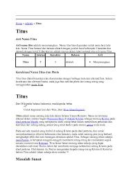 Ini perkongsian maksud nama dalam islam bagi anak lelaki yang bermula dari huruf a sampailah ke z. Doc Arti Nama Titus Badinau Academia Edu