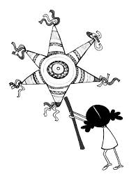 It is decorated, and filled with small toys or candy, or both. A Little Girl With Star Pinata Coloring Page Kids Play Color Coloring Pages Star Pinata Pinata