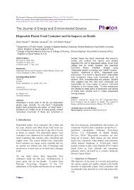 The evidence is mounting that plastic food containers are bad for our health. Pdf Disposable Plastic Food Container And Its Impacts On Health
